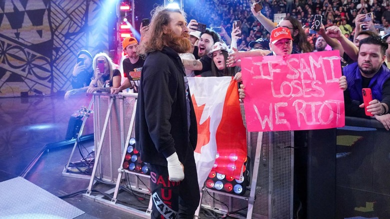 Sami Zayn Looks On At WWE Elimination Chamber
