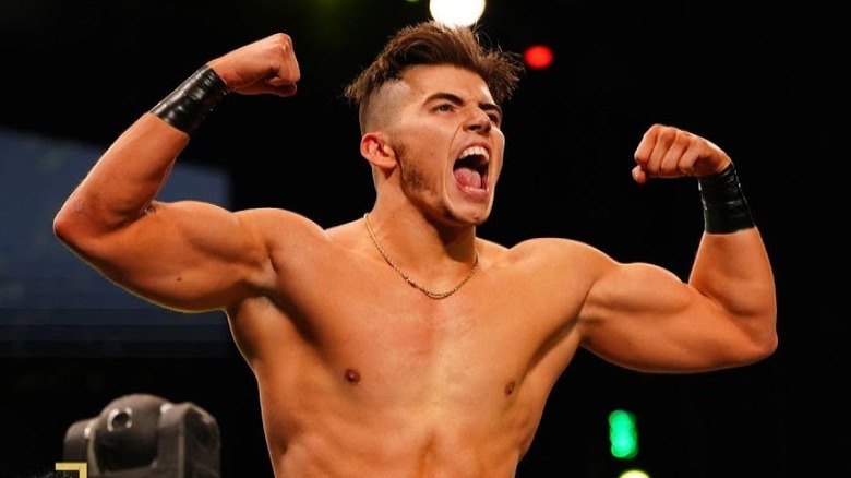 AEW star Sammy Guevara flexes his arms ahead of competition
