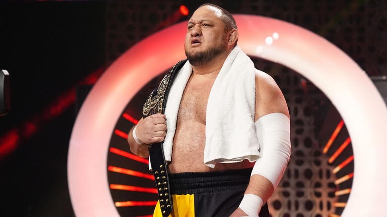 Samoa Joe makes his entrance as AEW World Champion