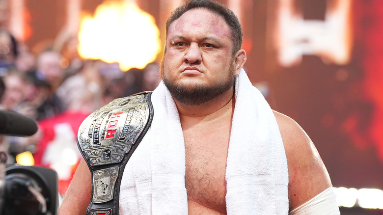 Samoa Joe makes his entrance in Wembley