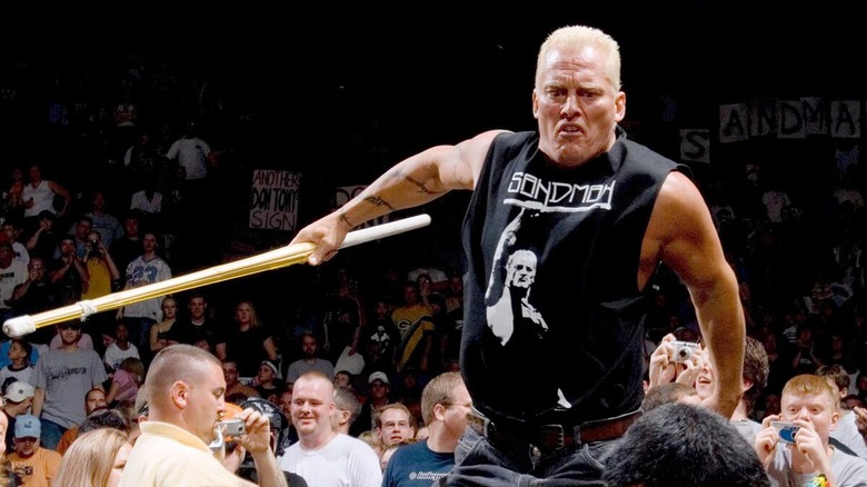 Sandman making his way through the crowd with a Kendo Stick at an ECW show, June 2006