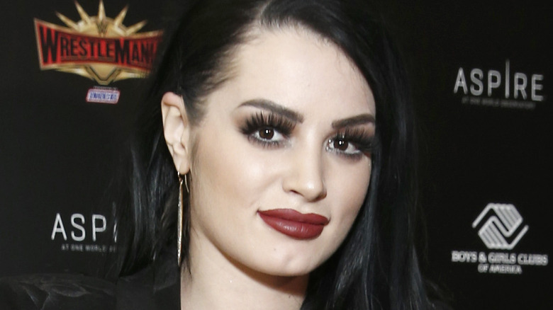 Saraya wearing bold lipstick