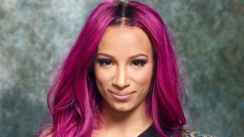 Sasha Banks with purple hair