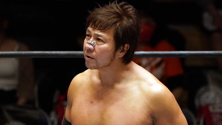 Satoshi Kojima looking at his opponent
