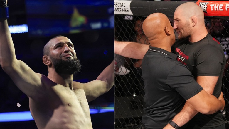 [Left] Khamzat Chimaev and [Right] Sean Strickland