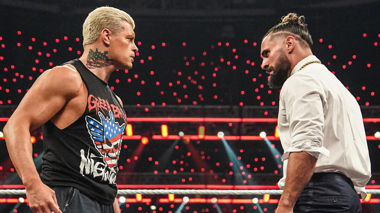 Cody Rhodes and Seth Rollins in the ring