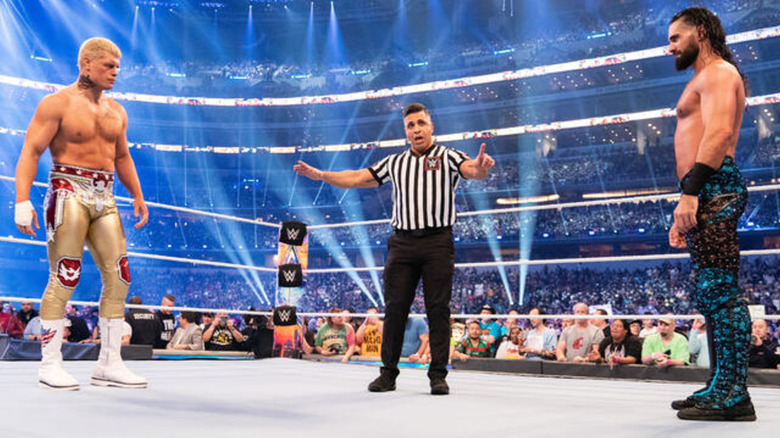 Seth Rollins and Cody Rhodes in the ring