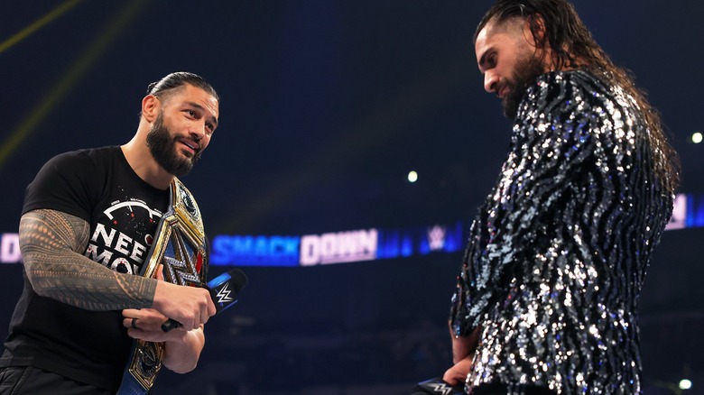 Roman Reigns and Seth Rollins in January 2022