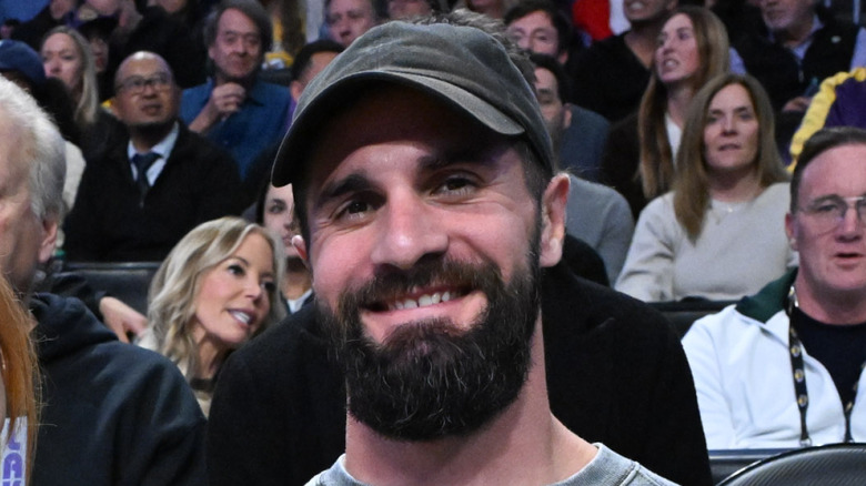Seth Rollins wearing a hat