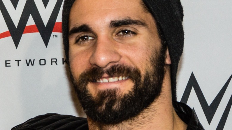 Seth Rollins posing with a beanie