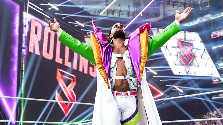 Seth Rollins poses in the ring before his match with World Heavyweight Champion Roman Reigns at WWE SummerSlam 2026.