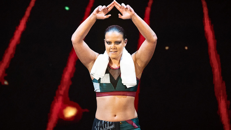 Shayna Baszler making a spade shape with her hands
