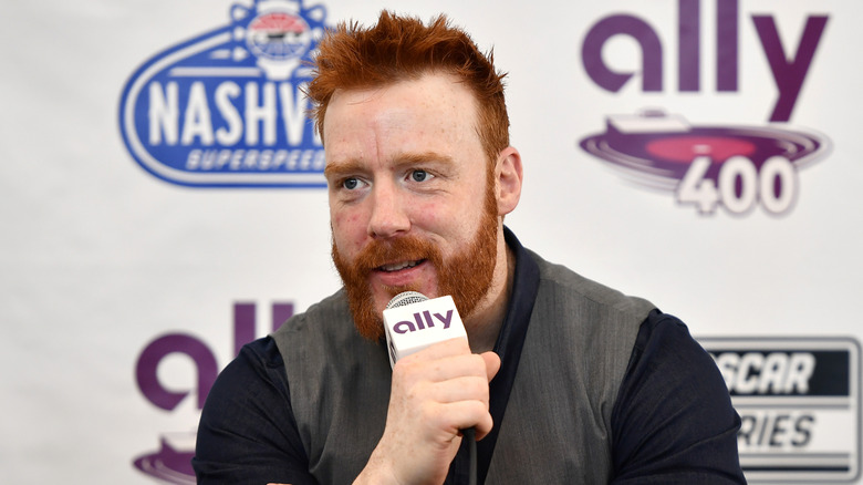 Sheamus speaks to the media during a press conference prior to the NASCAR Cup Series Ally 400