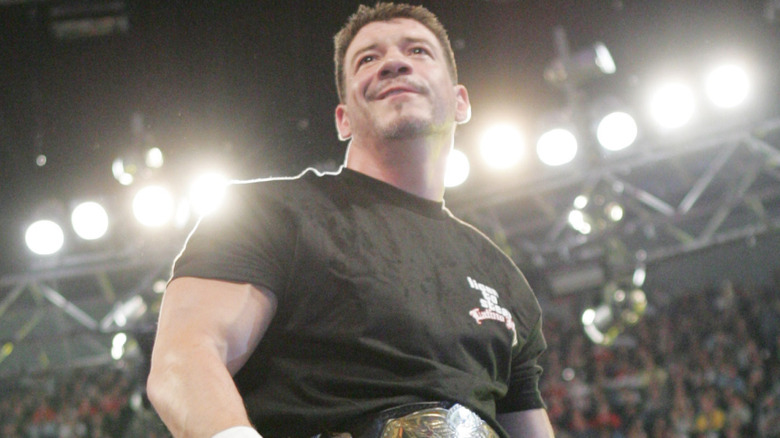 Eddie Guerrero is wearing a black shirt