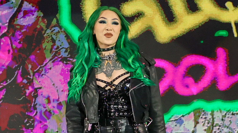 Shotzi, alongside Tatum Paxley and Gigi Dolin, during their entrance at NXT Stand and Deliver, 2025.
