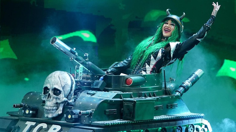 Shotzi during her WWE entrance with a tank.