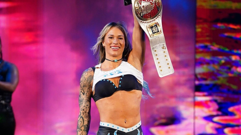 Sol Ruca marches down the entrance ramp with her 