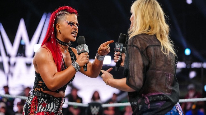 Zaria cuts a promo on Sol Ruca during an in-ring segment on 