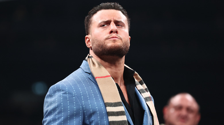 MJF looks to the crowd during his return promo on 