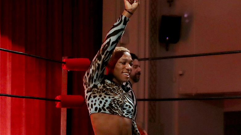 Sonny Kiss smiling in the ring 