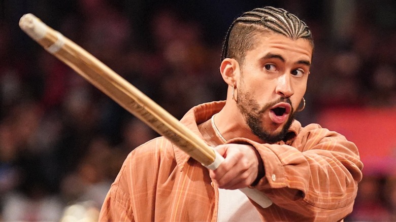 Bad Bunny with kendo stick