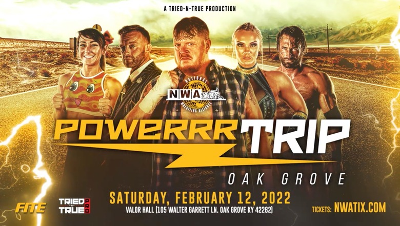 Poster of a road with NWA wrestlers for Powerrr Trip