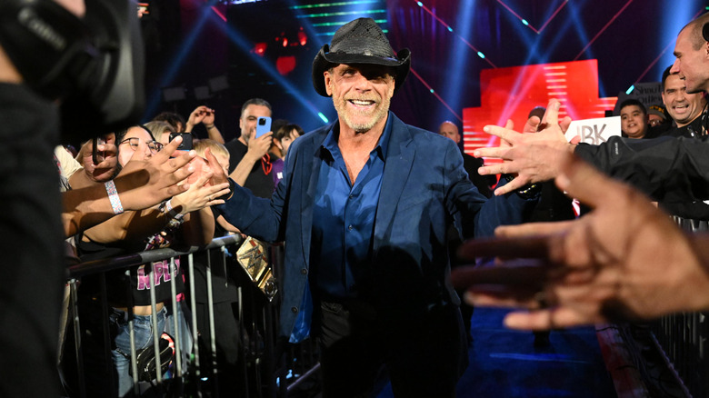 Shawn Michaels makes his entrance during Saturday Night's Main Event at Frost Bank Center on January 25, 2025 in San Antonio, Texas.