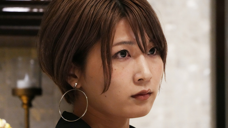 Saori Anou at a STARDOM press conference in 2023