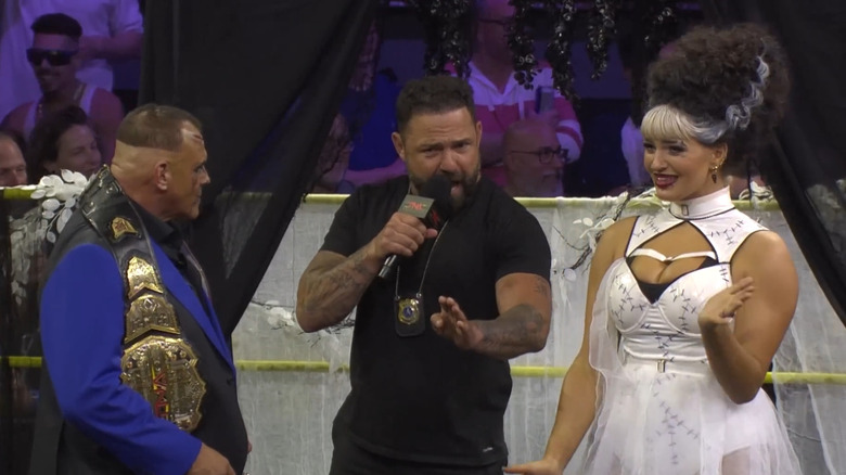 Steph De Lander, PCO and Santino Marella during TNA wedding segment