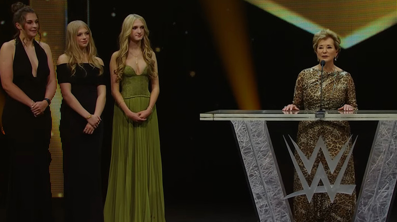 Linda McMahon and her granddaughters at the WWE Hall of Fame