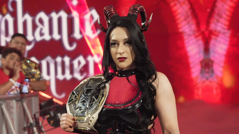 Stephanie Vaquer makes her way to the ring during Monday Night RAW at T-Mobile Center on April 28, 2025 in Kansas City, Missouri.