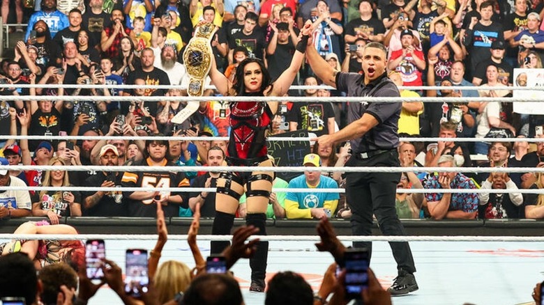 Stephanie Vaquer celebrates WWE Women's World Championship win
