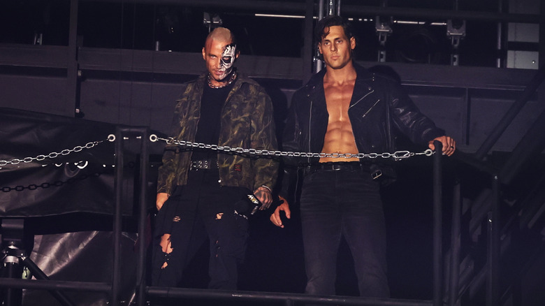 Steven Borden stands alongside Darby Allin in the rafters of an arena, looking down to the ring, on the September 23, 2026 edition of 