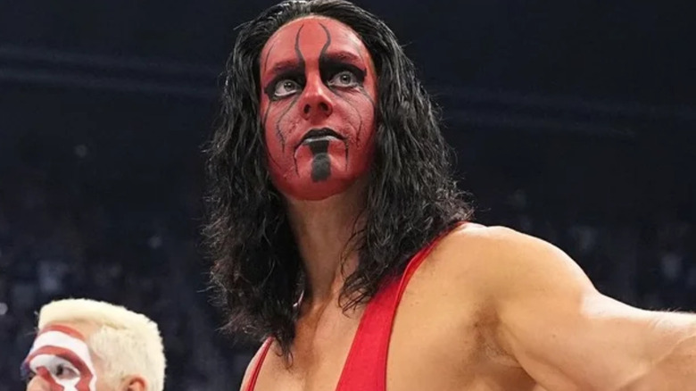 Steven Borden Jr. wearing red and black face paint