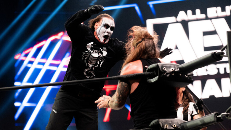 Sting with Chris Jericho in the ring 