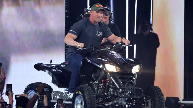 Steve Austin riding the ATV at WrestleMania 41