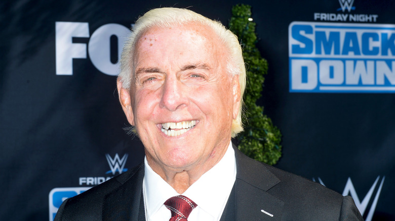 Ric Flair attends WWE 20th Anniversary Celebration Marking Premiere of WWE Friday Night SmackDown on FOX at Staples Center on October 04, 2019 in Los Angeles, California.