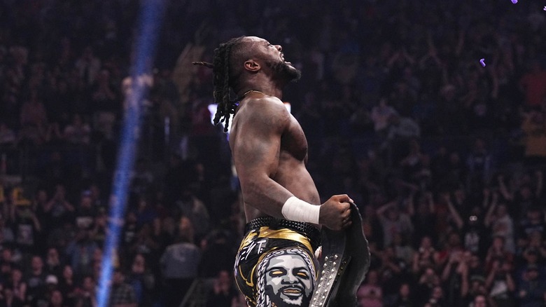 Swerve Strickland with the AEW World Championship