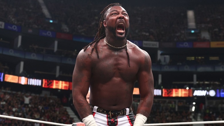 Swerve Strickland screaming in the ring