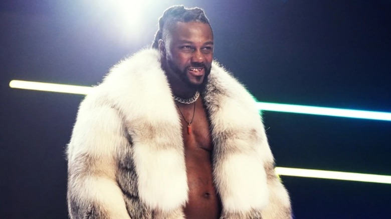 Swerve Strickland sneers, knowing he has an even cooler jacket at home than the one he has on now