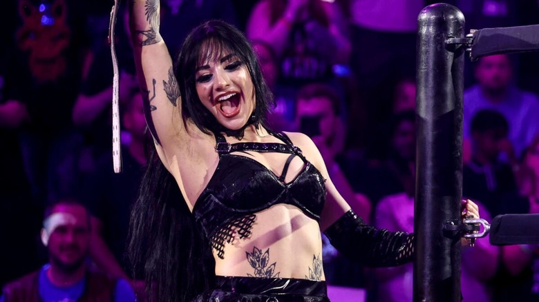 Women's North American Champion Tatum Paxley poses with the belt as she gets in the ring for a match during the May 19, 2026 episode of 