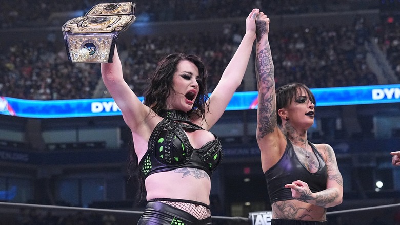 Saraya and Ruby Soho celebrate on AEW TV