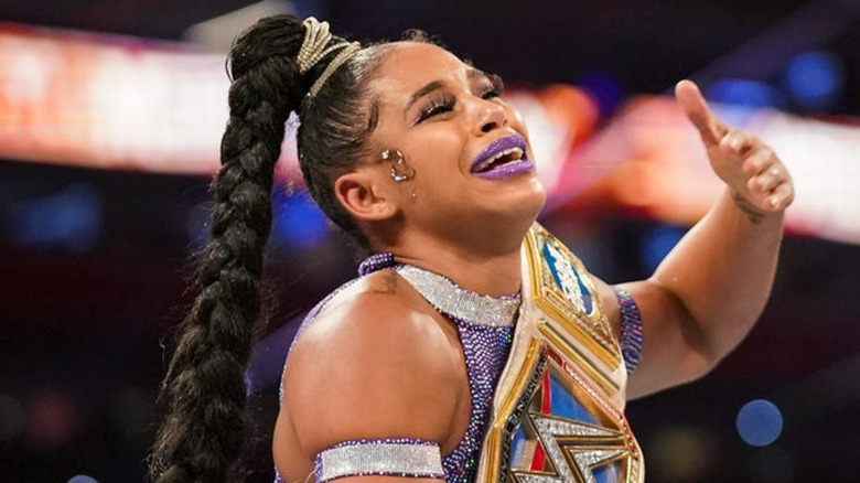 Bianca Belair tears up