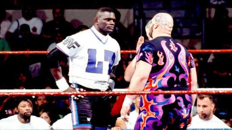Lawrence Taylor and Bam Bam Bigelow at WWE WrestleMania 11