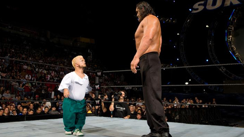 Khali facing Hornswoggle