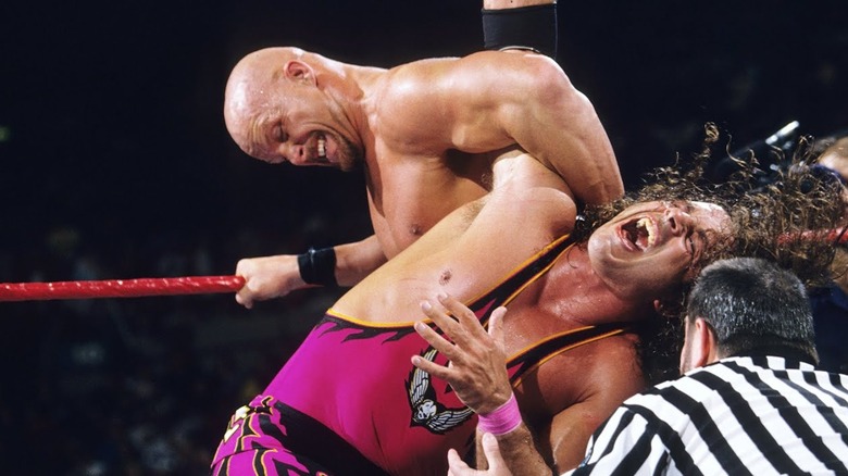 Steve Austin stretches Bret Hart