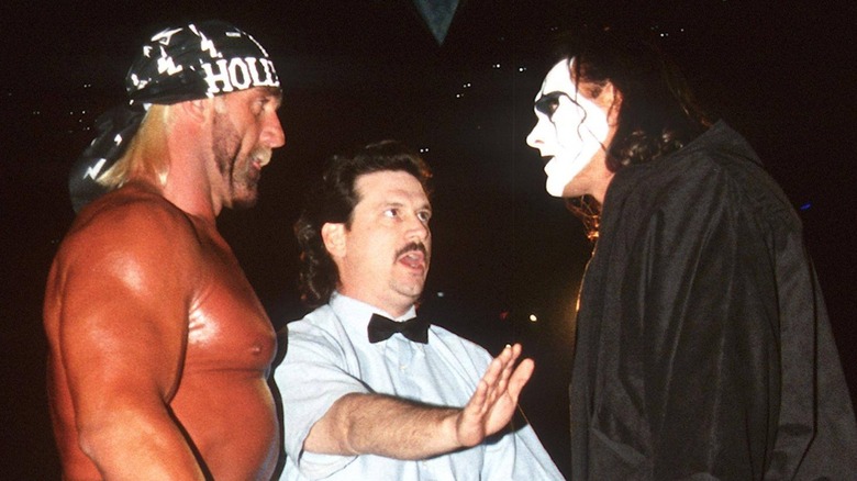 Hollywood Hogan, Nick Patrick, and Sting at WCW Starrcade 1997