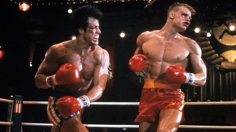 Sylvester Stallone and Dolph Lundgren in Rocky IV