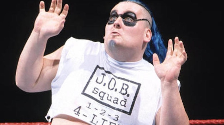 The Blue Meanie dancing in the ring