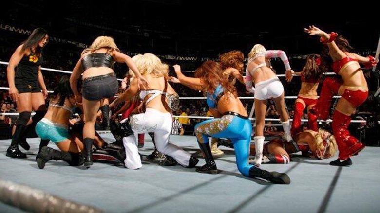 WWE Divas cause chaos in a battle royal.